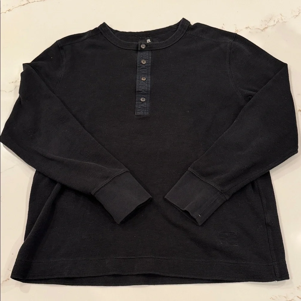 Banana Republic Black Henley Pullover Sweatshirt Men’s Large